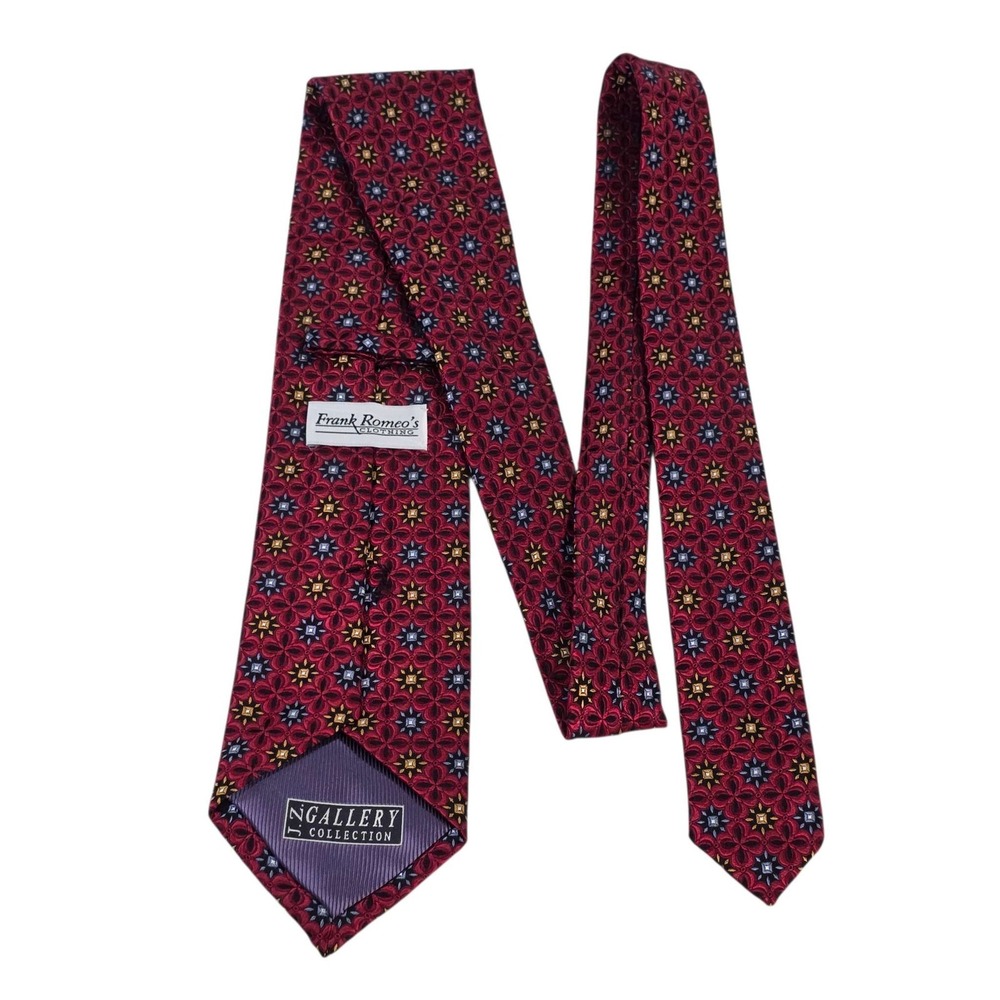 NWT Frank Romeos Gallery Collection Red Floral Silk Necktie Mens Formal Business